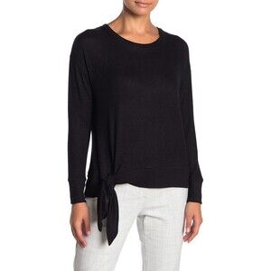 Bobeau women's Sweater Side Tie Pullover Soft Rayon Blend In Black Size S